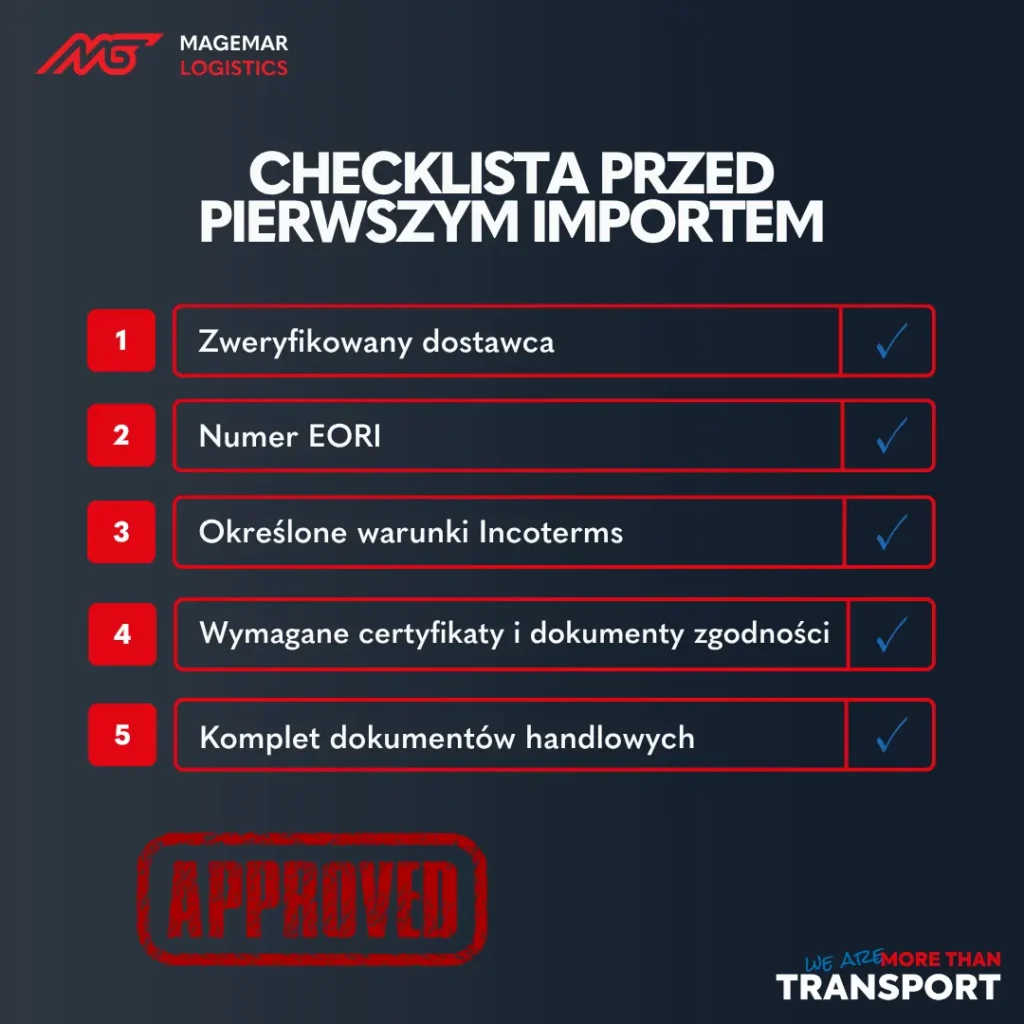 Checklista przed pierwszym importem - Magemar Logistics